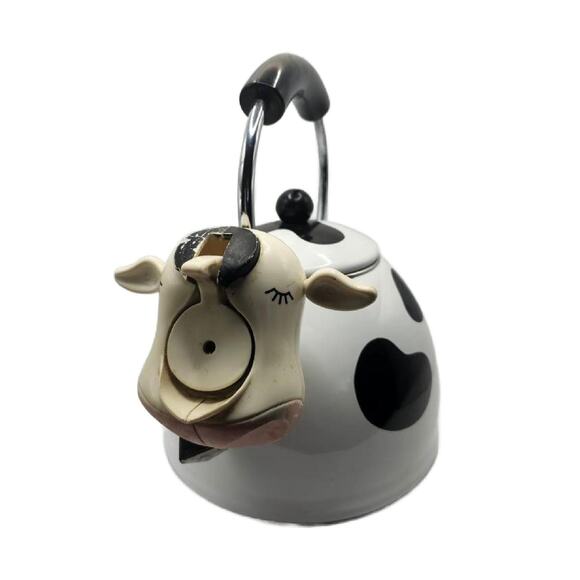 Vintage Kamenstein COW Whistling Enamel Tea Kettle - Picture 3 of 11